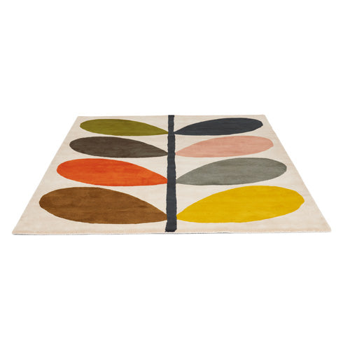 Orla Kiely Giant Multi Stem rug top view - iconic multicolor floral botanical pattern