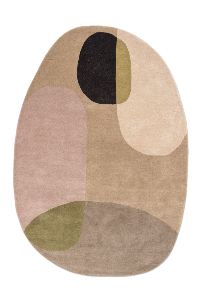 Brink & Campman Decor Miller Autumn tapijt in zandbeige, poederroze en olijfgroen, bovenaanzicht