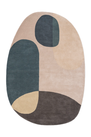 Brink & Campman Decor Miller Winter tapijt in petrolblauw, roze beige en antracietbruin, bovenaanzicht
