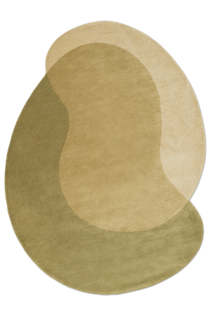 Tapis Brink & Campman Element Lane Green vert olive, jaune ocre et crème, vue de dessus