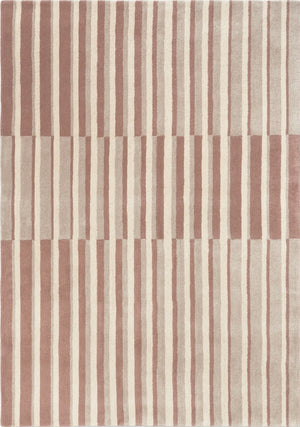 Brink & Campman Decor Pilar Blush tapijt in oudroze met strepen in crème en greige, bovenaanzicht