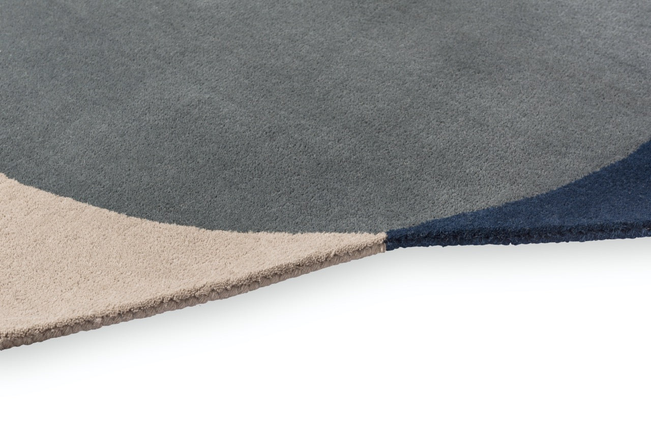 Close-up of sculptural wool texture on Arp Blue rug