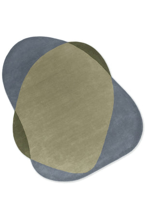 Brink & Campman Element Chad Grey Green wool rug in full view on neutral background