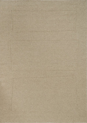 Brink & Campman Senso Blocks Natural tapijt in zandbeige met drie blokken in reliëf, bovenaanzicht