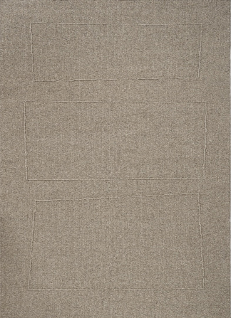 Tapis Brink & Campman Senso Blocks Soft Taupe taupe gris aux trois blocs en relief, vue de dessus