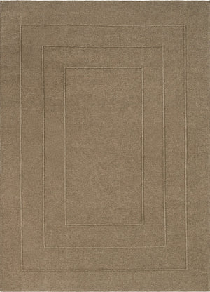 Brink & Campman Senso Border Fur Brown tapijt in camelbruin met drie kaders in reliëf, bovenaanzicht