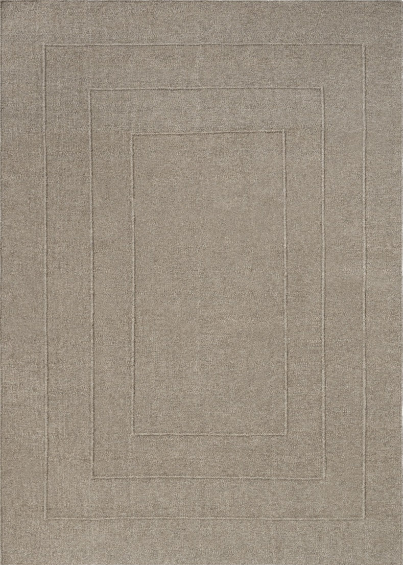 Brink & Campman Senso Border Soft Taupe tapijt in grijs taupe met drie kaders in reliëf, bovenaanzicht
