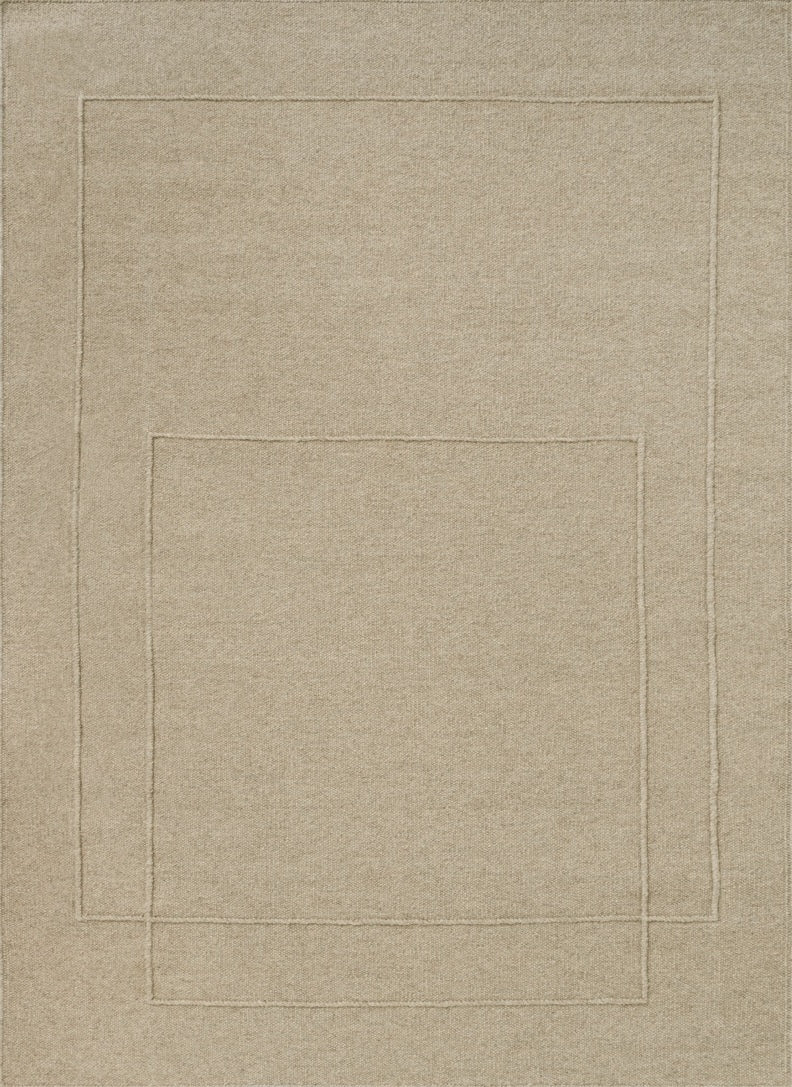 Brink & Campman Senso Level Natural tapijt in zandbeige met twee rechthoeken in reliëf, bovenaanzicht