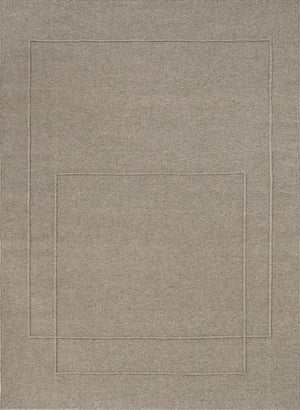 Brink & Campman Senso Level Soft Taupe tapijt in grijs taupe met twee rechthoeken in reliëf, bovenaanzicht