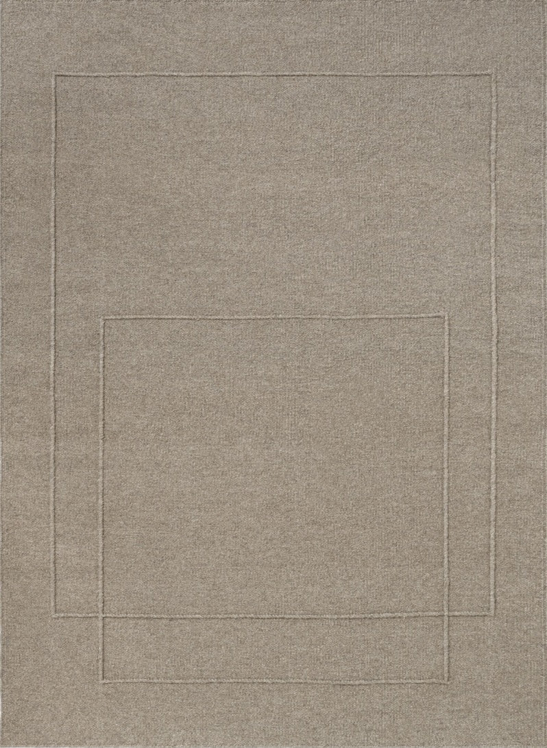 Brink & Campman Senso Level Soft Taupe tapijt in grijs taupe met twee rechthoeken in reliëf, bovenaanzicht