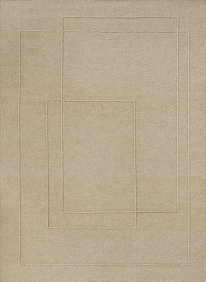Brink & Campman Senso Planes Natural tapijt in zandbeige met overlappende rechthoeken in reliëf, bovenaanzicht