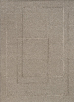 Brink & Campman Senso Planes Soft Taupe tapijt in grijs taupe met overlappende rechthoeken in reliëf, bovenaanzicht