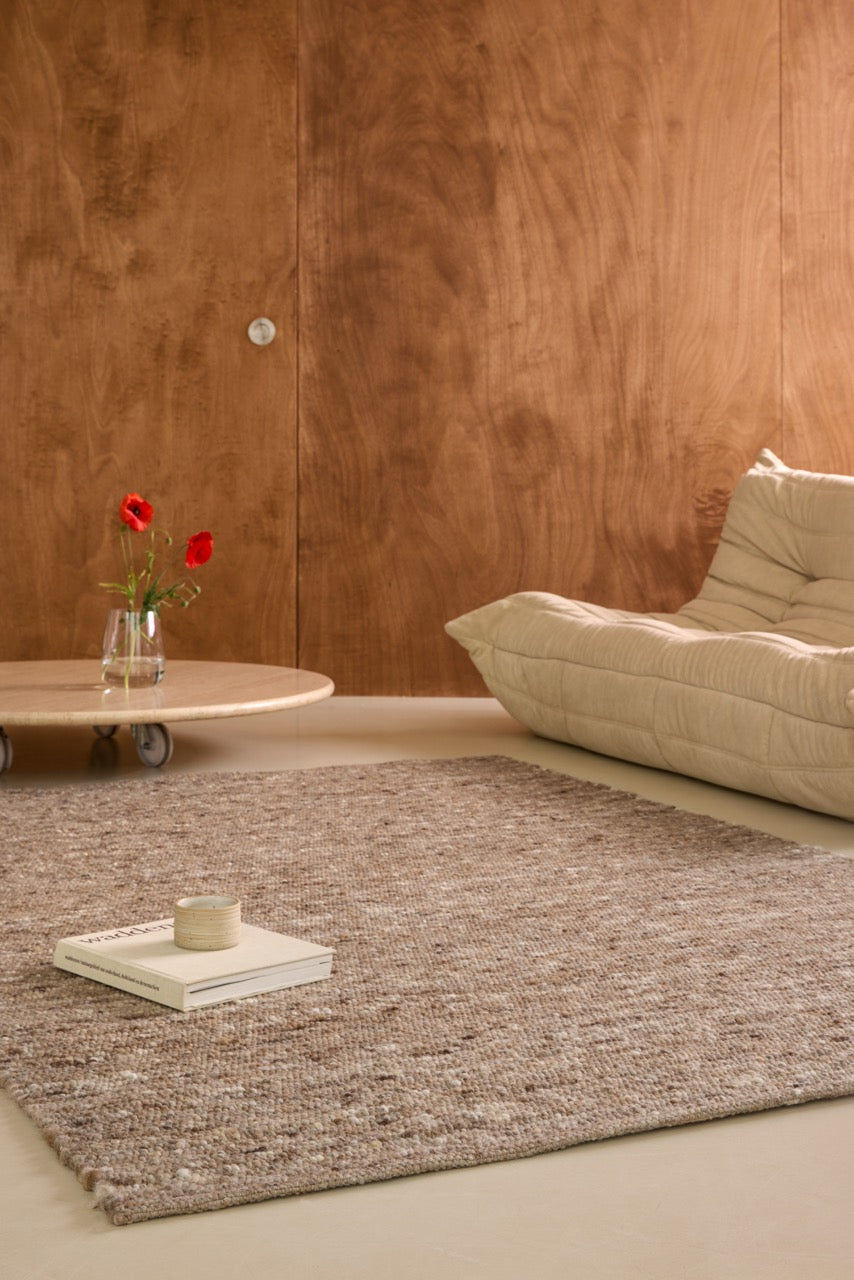 Brink & Campman Sober Soft Brown rug in mottled soft brown and taupe, shown in an interior