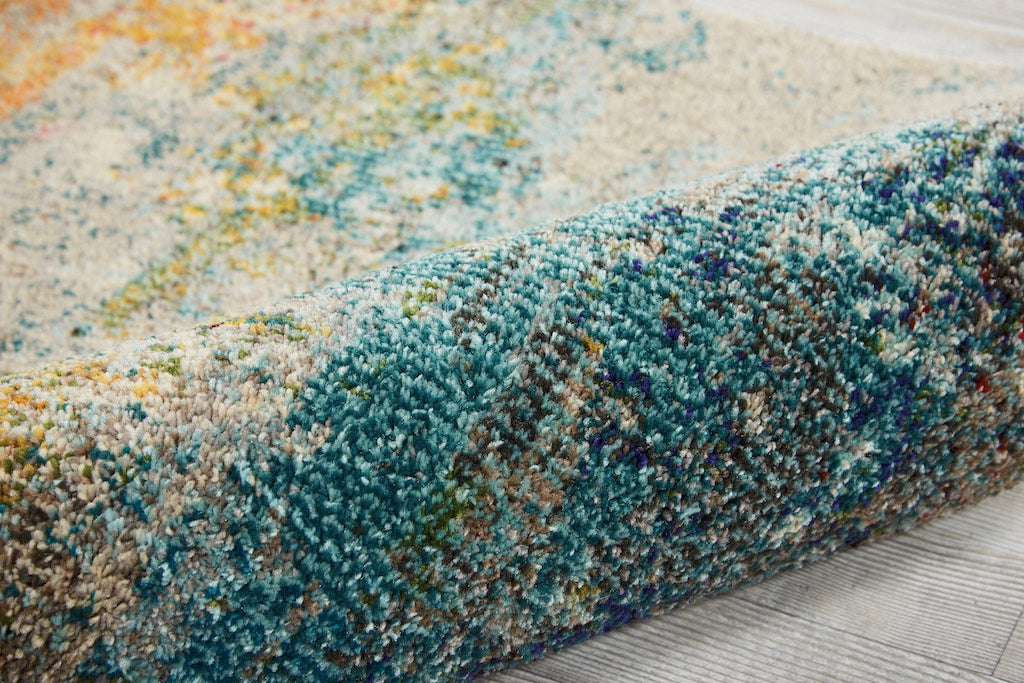 Close-up texture of Nourison Celestial Sealife synthetic rug showing woven quality