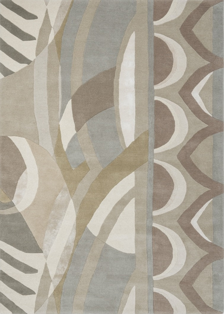 Tapis Harlequin Atelier Pebble pierre, taupe et gris tourterelle, vue de dessus