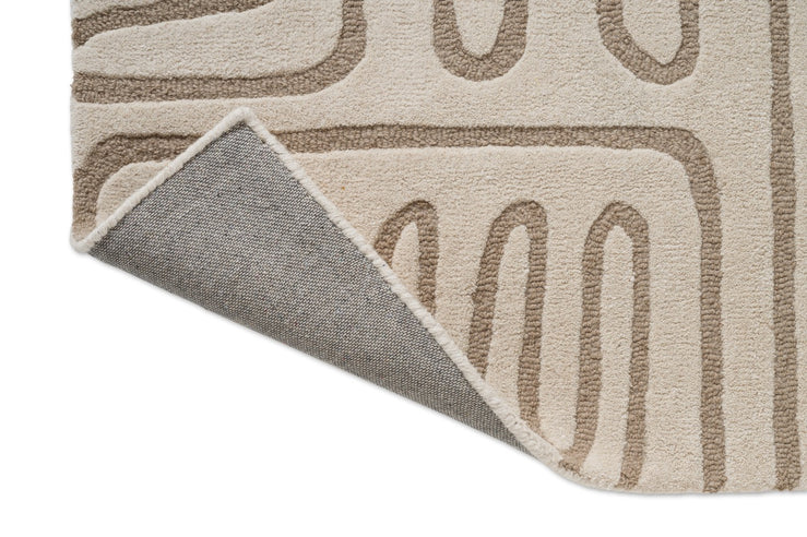 Harlequin Hollow Pebble tapijt, detail van omgeslagen hoek en rug