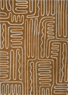 Harlequin Hollow Tan rug in caramel with ivory lines, top view