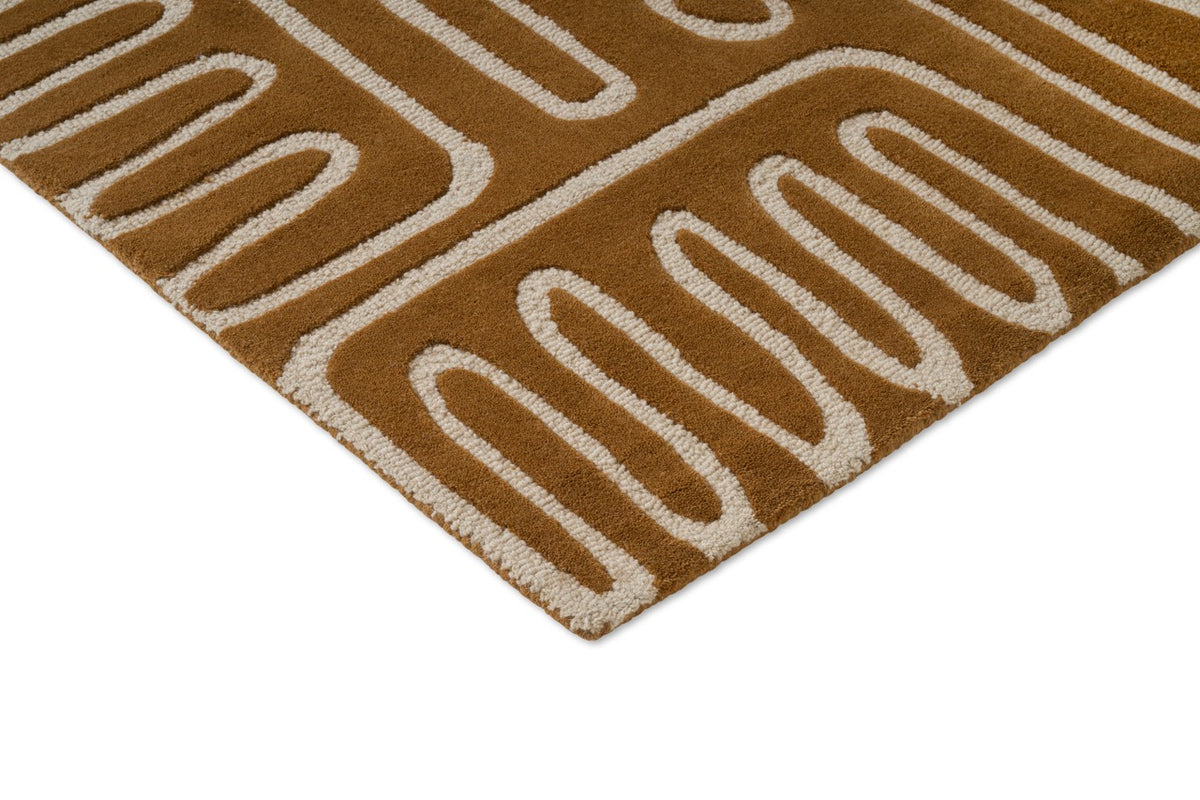 Harlequin Hollow Tan tapijt, detail van hoek en pool