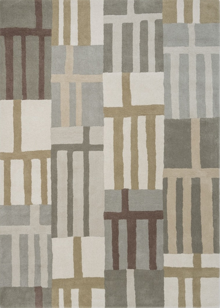 Tapis Harlequin Monolith Sandstone gris sauge, sable et ivoire, vue de dessus