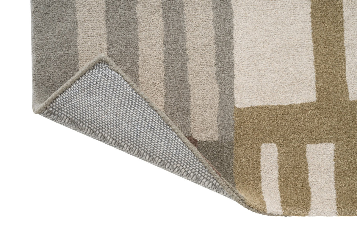 Harlequin Monolith Sandstone tapijt, detail van omgeslagen hoek en rug