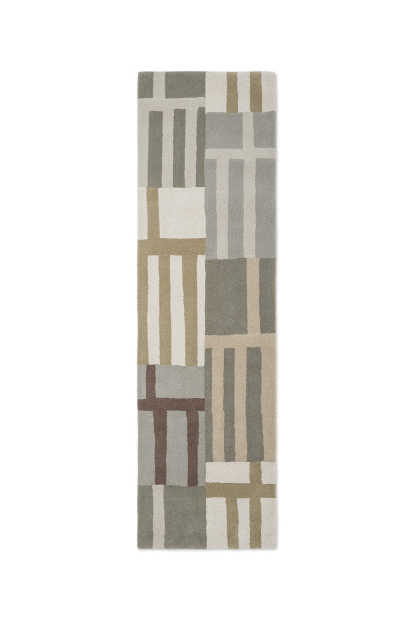 Harlequin Monolith Sandstone loper in saliegrijs, zand en ivoor, bovenaanzicht