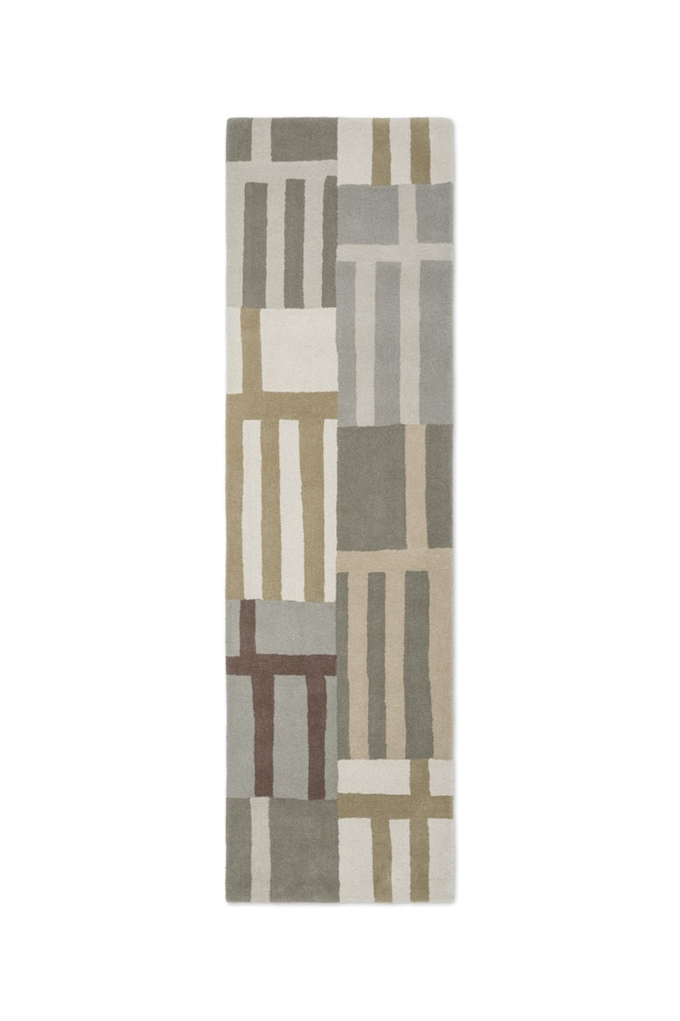 Harlequin Monolith Sandstone loper in saliegrijs, zand en ivoor, bovenaanzicht