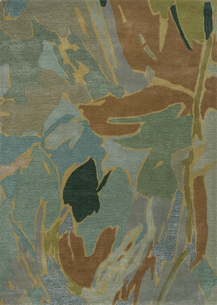 Tapis Harlequin Saltillo Forest sauge, vert d'eau et cannelle, vue de dessus