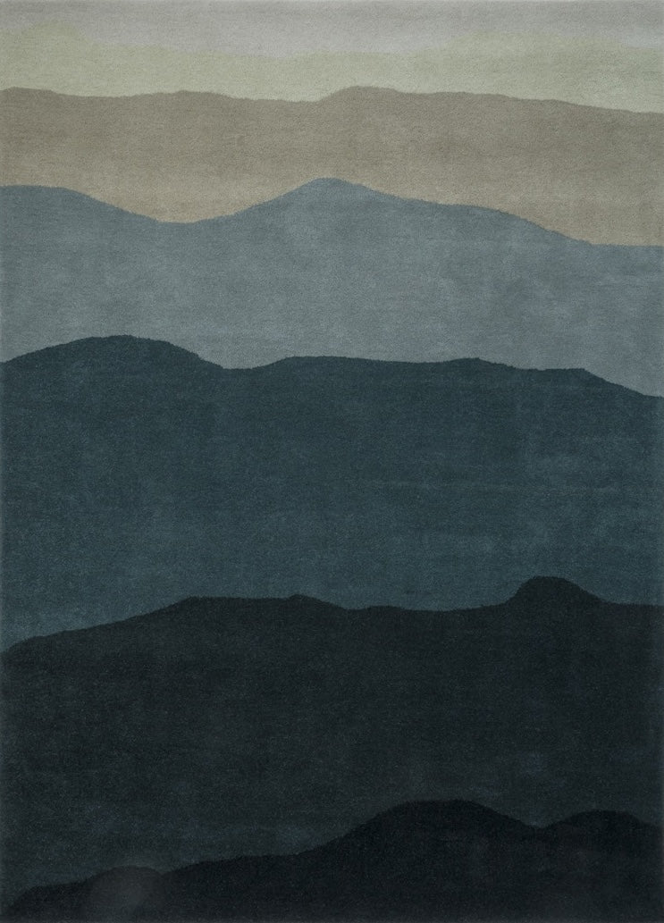 Tapis Harlequin Sedimentary Midnight bleu pétrole et bleu nuit, vue de dessus
