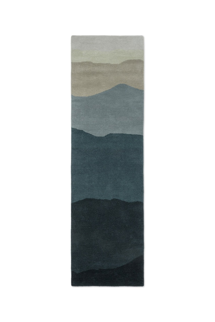 Tapis de couloir Harlequin Sedimentary Midnight bleu pétrole et bleu nuit, vue de dessus