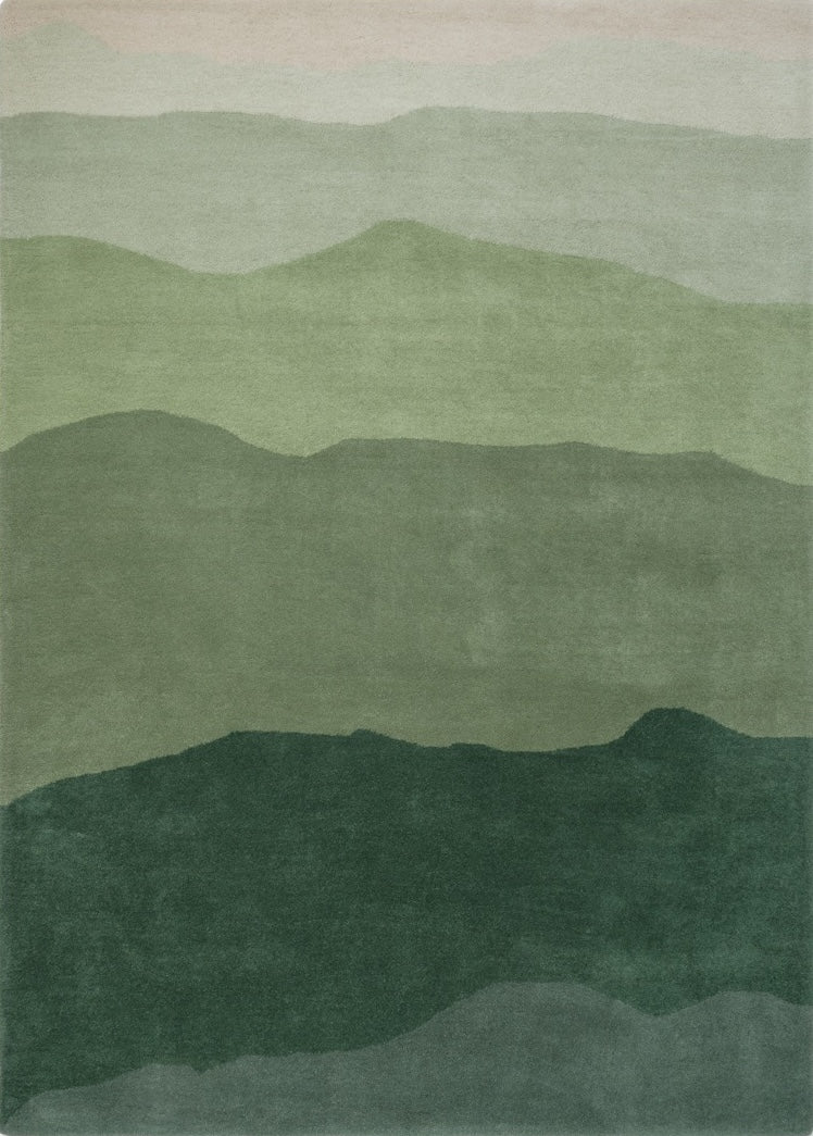 Tapis Harlequin Sedimentary Pine vert sapin et sauge, vue de dessus