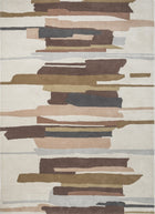 Harlequin Zeal Taupe rug in ivory with brown and blush brushstrokes, top view