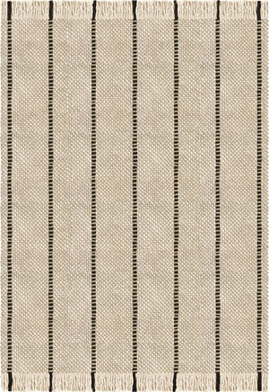 Layered x Massproductions Cord Black White gestreifter Wollteppich, Draufsicht