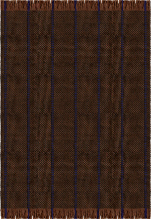 Layered x Massproductions Cord Blue Brown gestreifter Wollteppich, Draufsicht