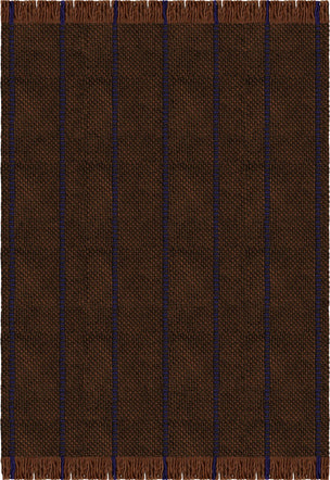 Layered x Massproductions Cord Blue Brown gestreifter Wollteppich, Draufsicht