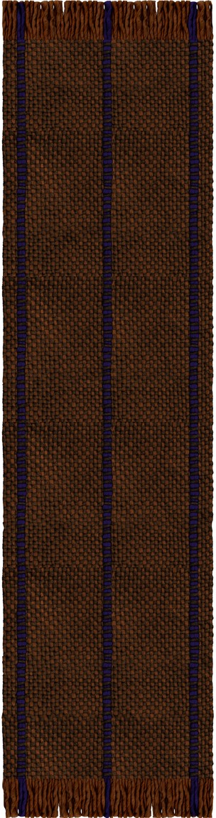 Layered x Massproductions Cord Blue Brown gestreifter Wollteppich, Läufer, Draufsicht
