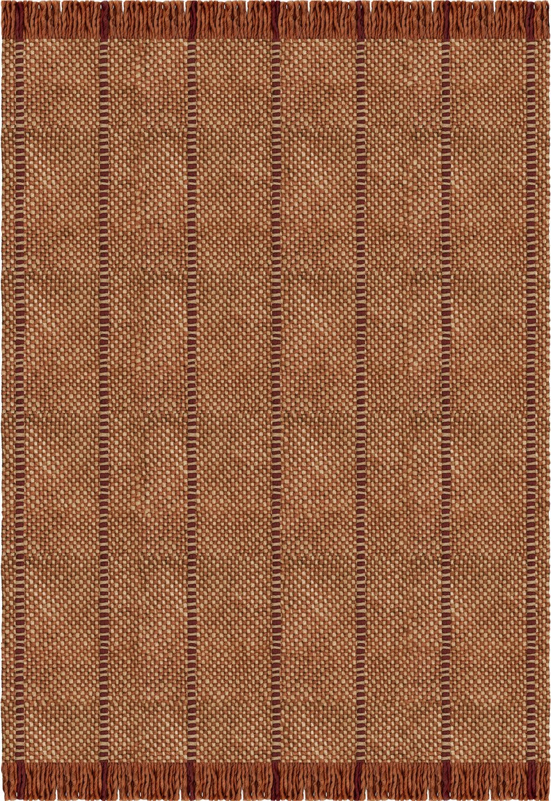 Layered x Massproductions Cord Burgundy Rust gestreifter Wollteppich, Draufsicht