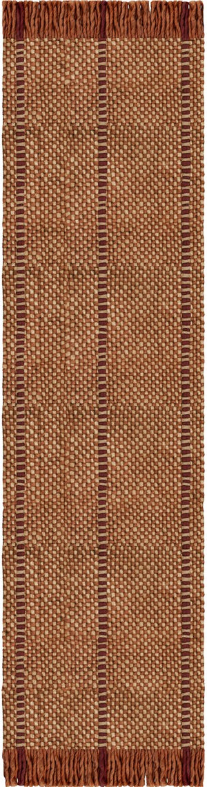 Layered x Massproductions Cord Burgundy Rust gestreifter Wollteppich, Läufer, Draufsicht