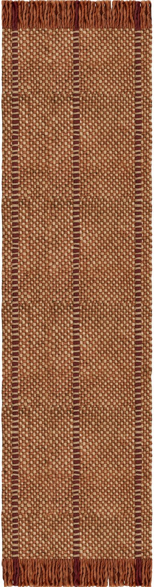 Layered x Massproductions Cord Burgundy Rust gestreifter Wollteppich, Läufer, Draufsicht