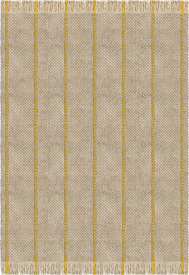 Layered x Massproductions Cord Yellow Oatmeal gestreifter Wollteppich, Draufsicht