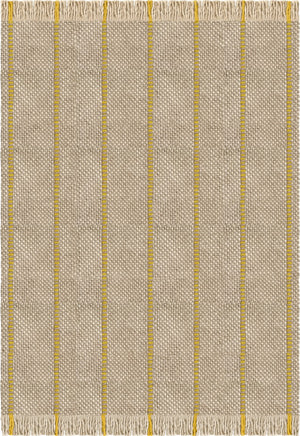 Layered x Massproductions Cord Yellow Oatmeal gestreifter Wollteppich, Draufsicht