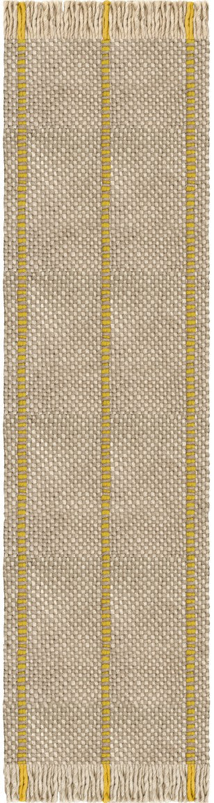 Layered x Massproductions Cord Yellow Oatmeal gestreifter Wollteppich, Läufer, Draufsicht