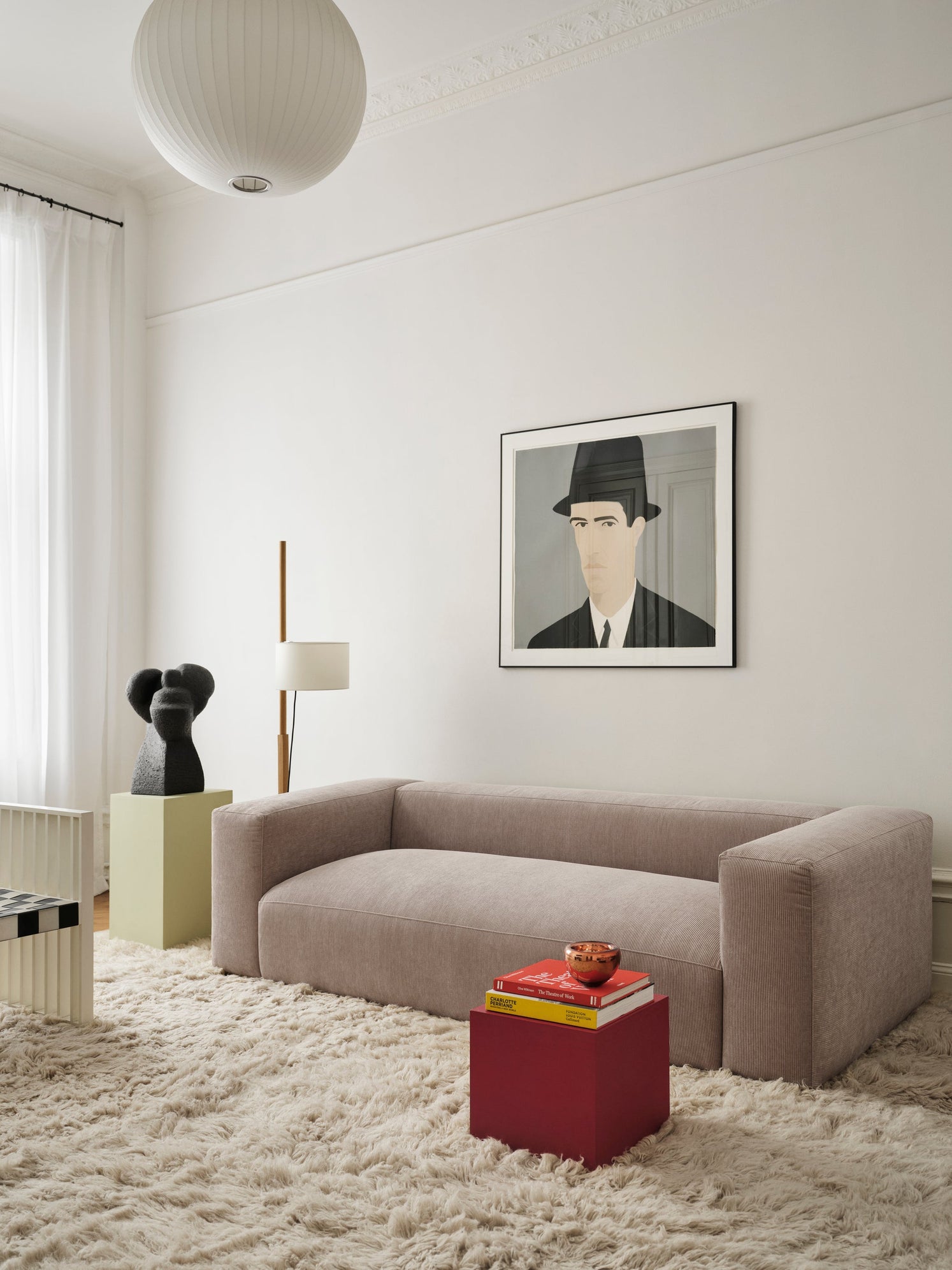 Layered Shaggy Oatmeal beige rug in modern living room - soft shaggy area rug