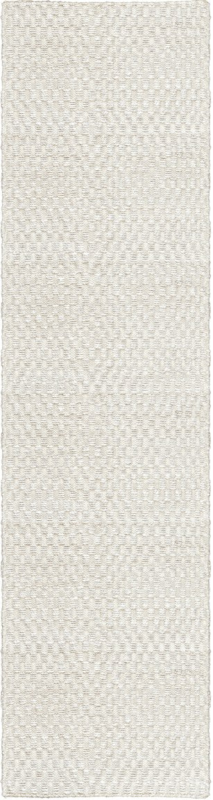Layered Barley Bone White weißer Teppich aus Jute und Wolle, Läufer, Draufsicht