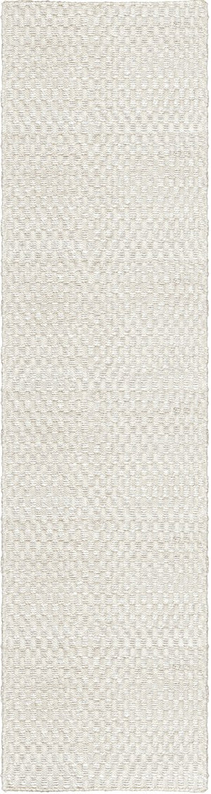 Layered Barley Bone White weißer Teppich aus Jute und Wolle, Läufer, Draufsicht
