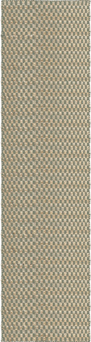 Layered Barley Sage salbeigrüner Teppich aus Jute und Wolle, Läufer, Draufsicht