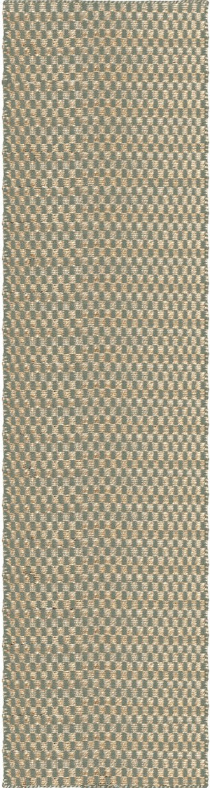 Layered Barley Sage salbeigrüner Teppich aus Jute und Wolle, Läufer, Draufsicht