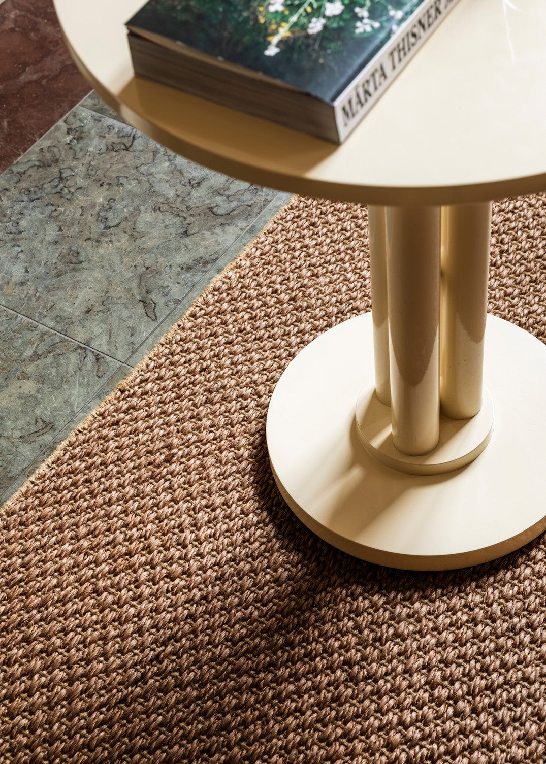 Layered Basket Weave Sisal Brown brown sisal rug, detail of the basket weave