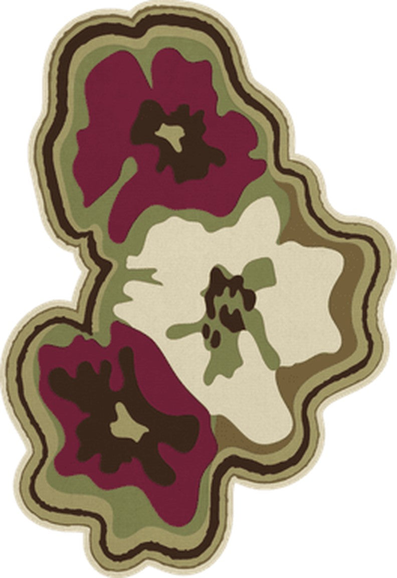 Layered x Collina Strada Petal Olive Plum Wollteppich, Draufsicht