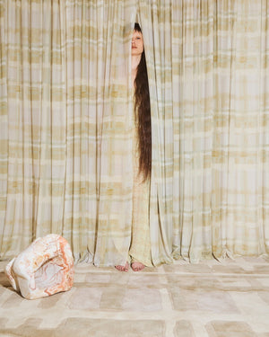 Layered x Collina Strada Plaid Haze wool rug, in an interior