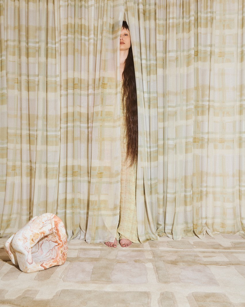 Layered x Collina Strada Plaid Haze wool rug, in an interior